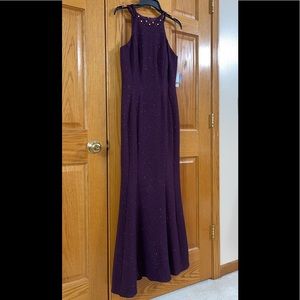 Formal Dress Sizes 10 12 14 Purple Mermaid Glitter Sparkle Beaded Neck NIGHTWAY